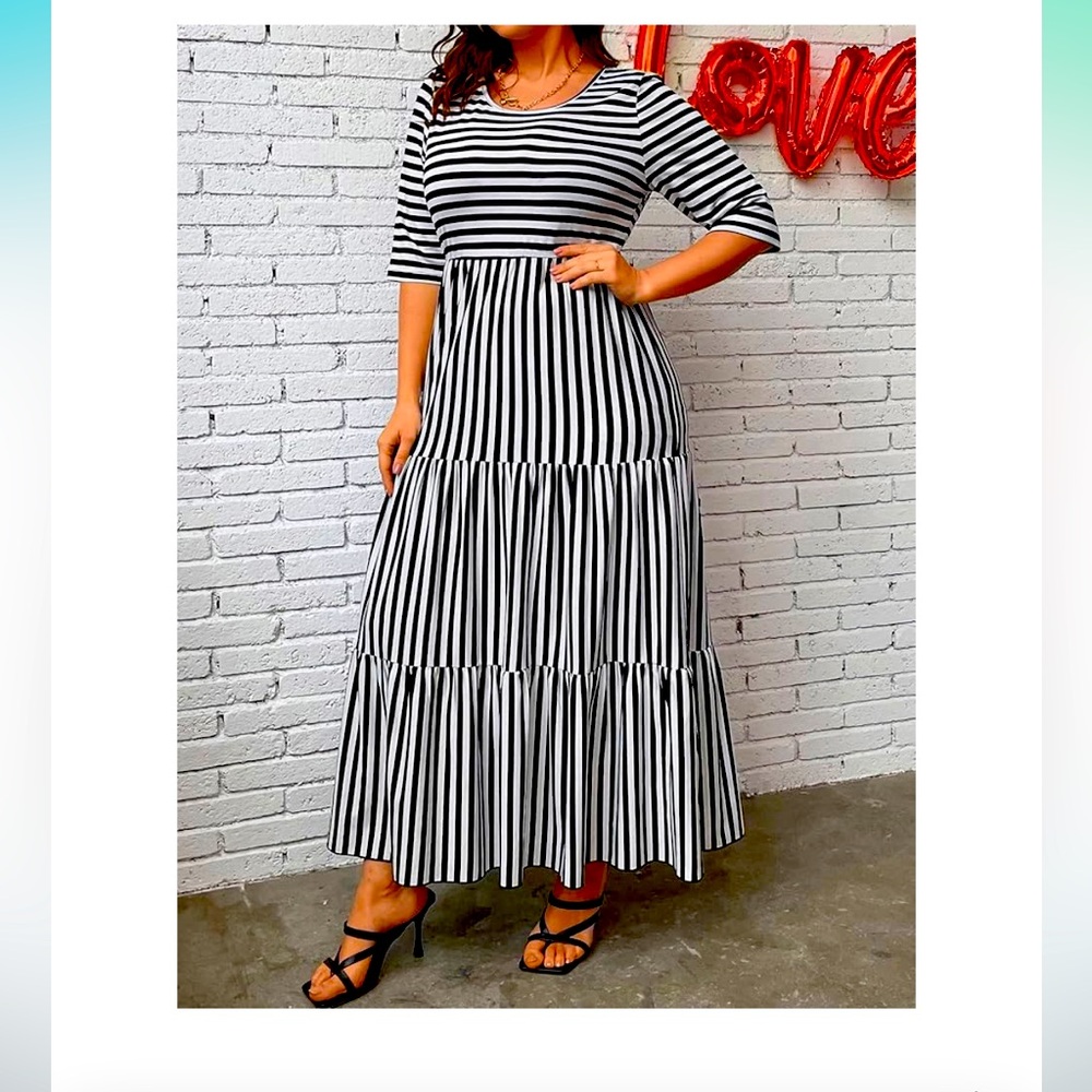 Black & White Striped Long Maxi (XL)